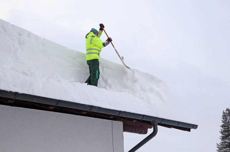 Roofing team working under clear skies